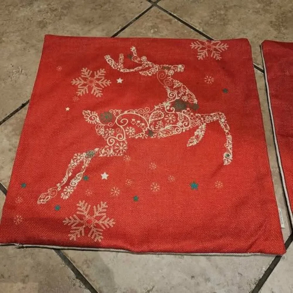 Christmas Throw Pillow Covers Set of 2 Reindeer 17